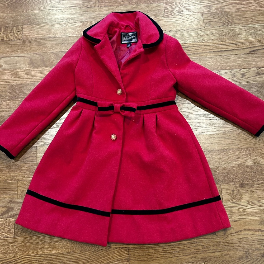 Rothschild Red Pea Coat with Black Accents